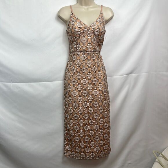 NSR floral Lace Midi Dress with Corset back and side slit size small NWT - Picture 3 of 16